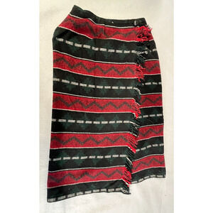 Roo Crossing Southwestern Aztec Midi Skirt wrap Colorful Wool Blend Size 10